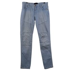 James Jeans Womens 30 Moto Beach Bunny Skinny Jeans Light Blue Ribbed Biker Edgy